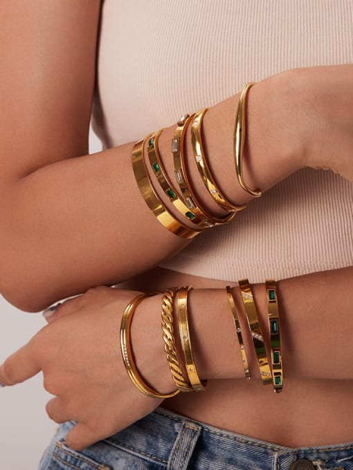 Maia White Stone Bangle | Gold White Stone Bangle Bracelet | Rayka & Co.