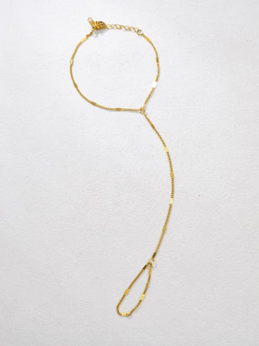 Minimal gold Mira handchain with delicate chain connecting wrist bracelet to finger loop by Rayka & Co.