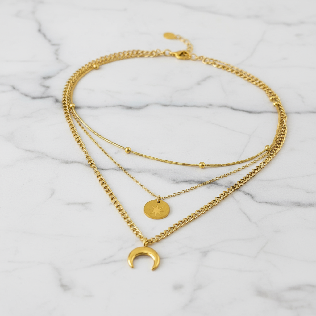 Crescent and Star Necklace