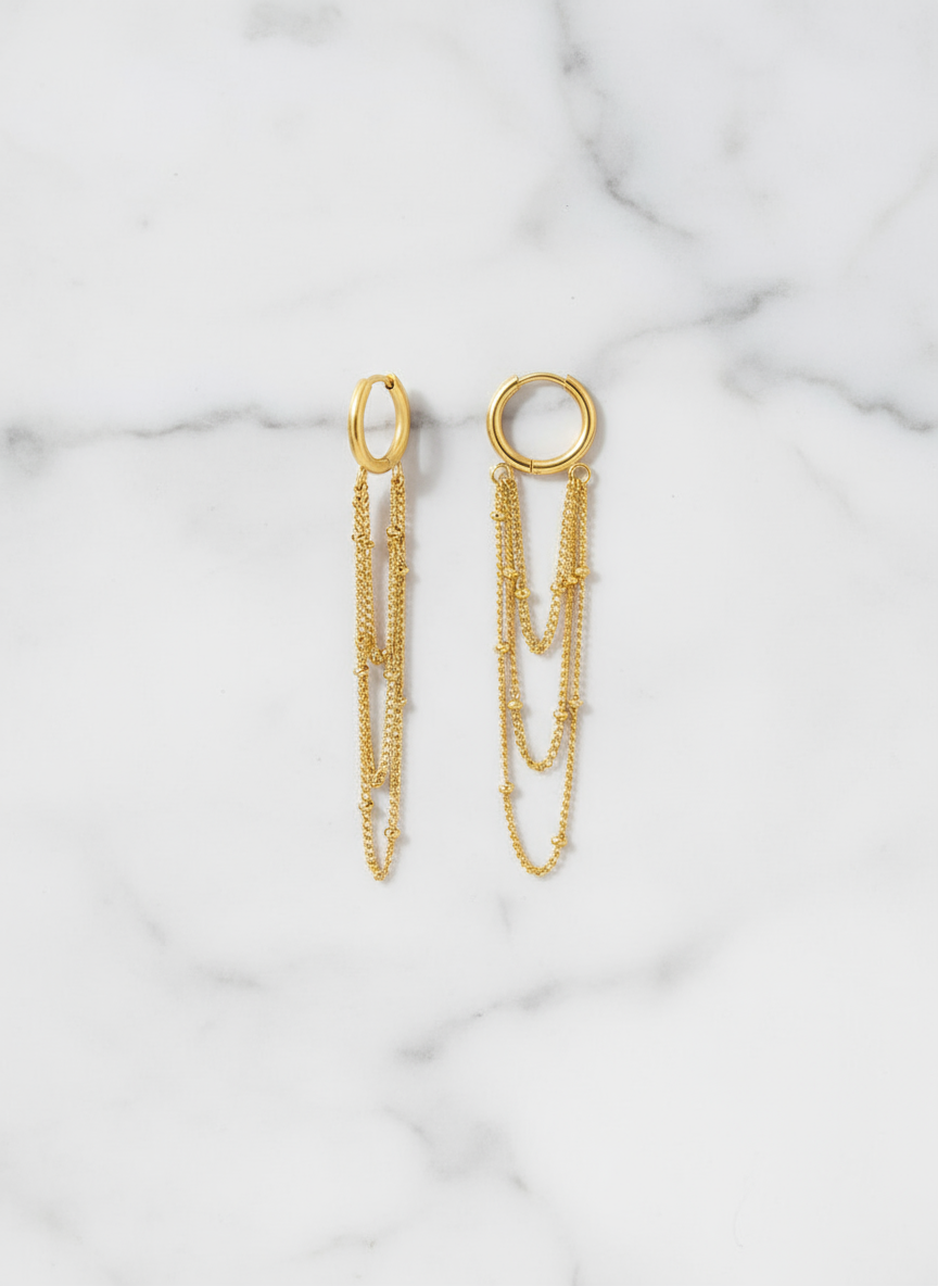 Cascade Chain Hoop Earrings