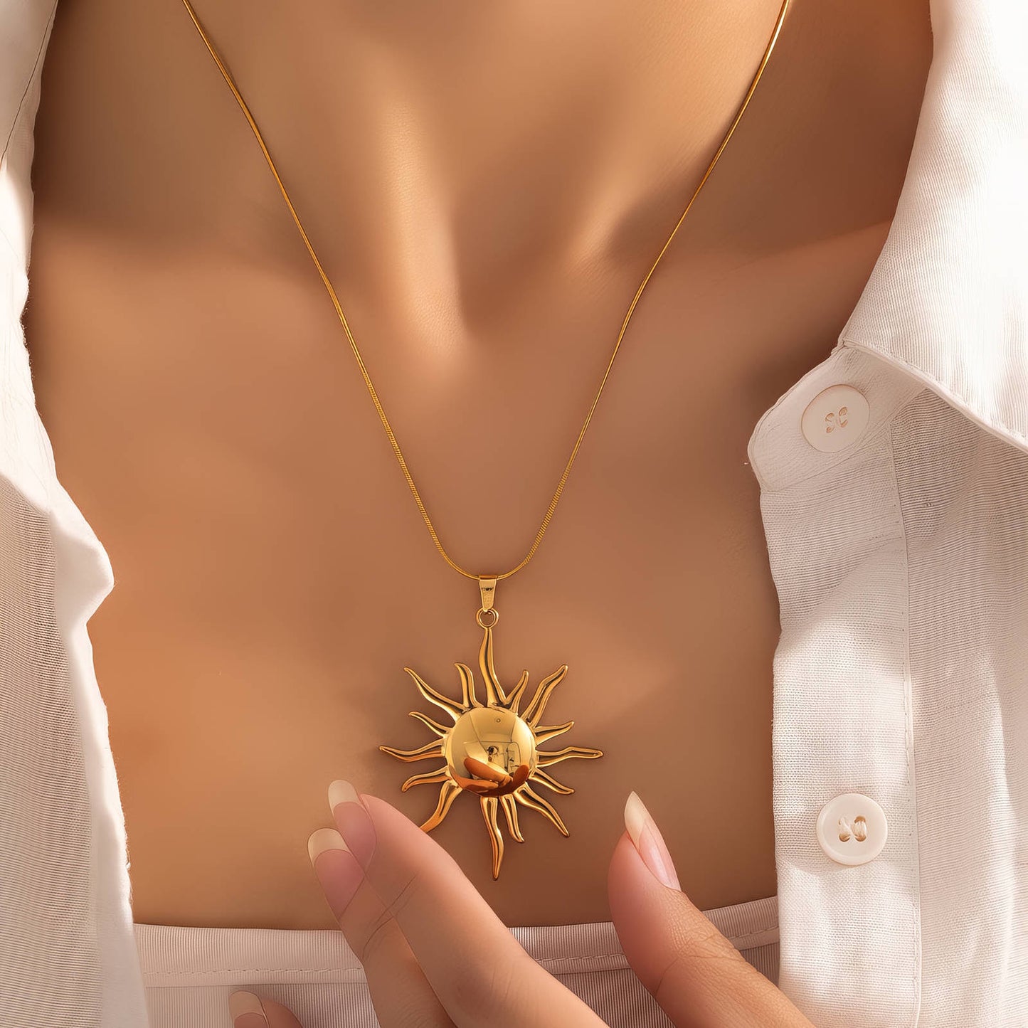 Gold Sun Pendant Necklace