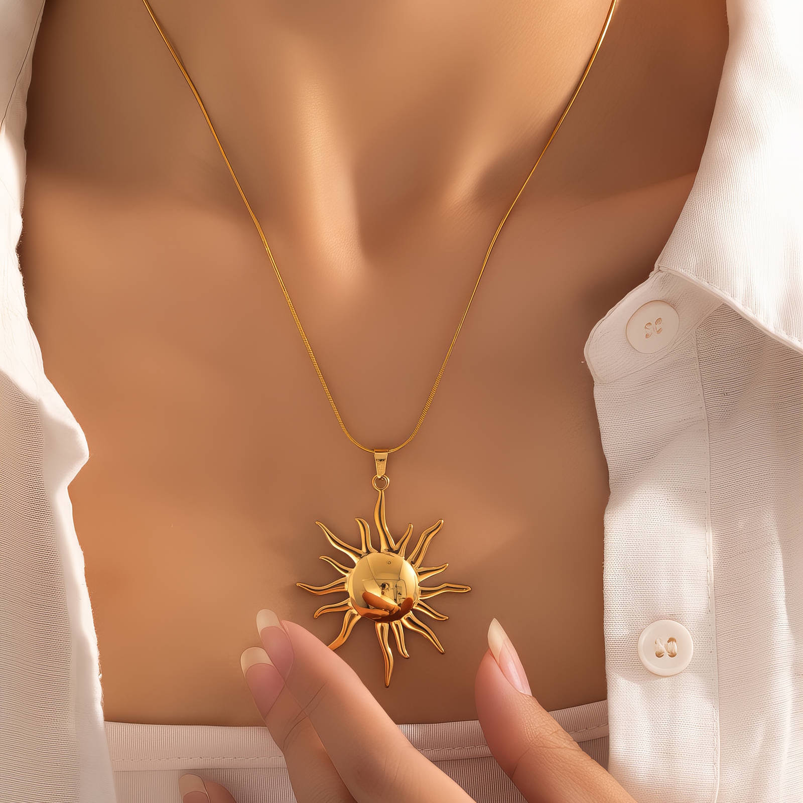 Gold Sun Pendant Necklace