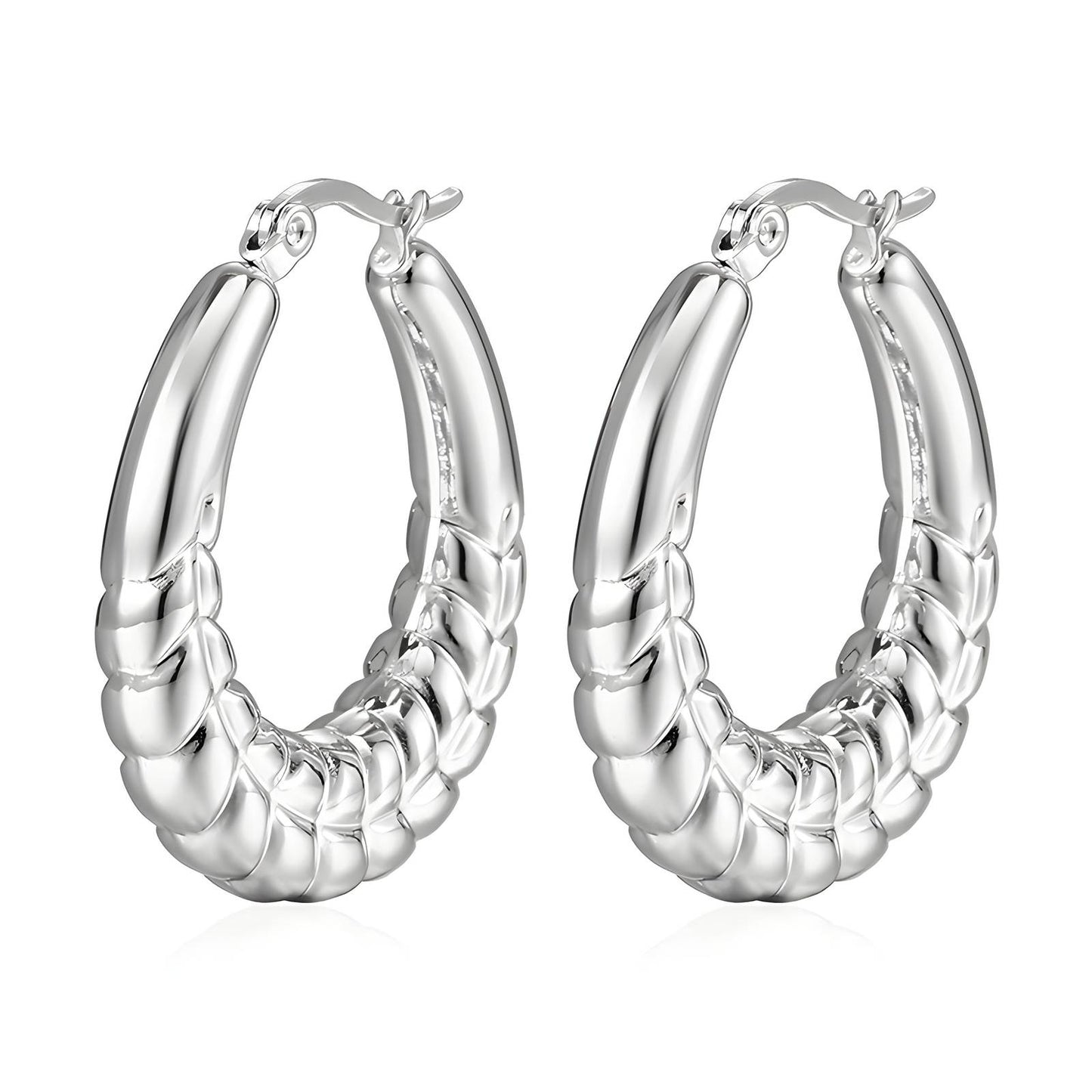 Braided Silver Hoop Earrings