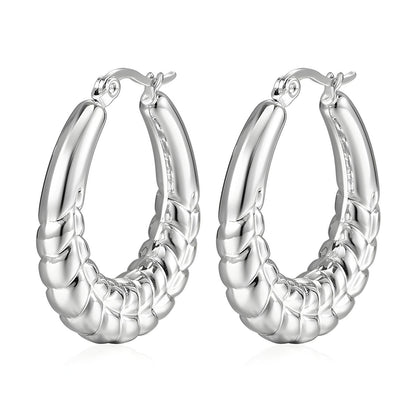 Braided Silver Hoop Earrings