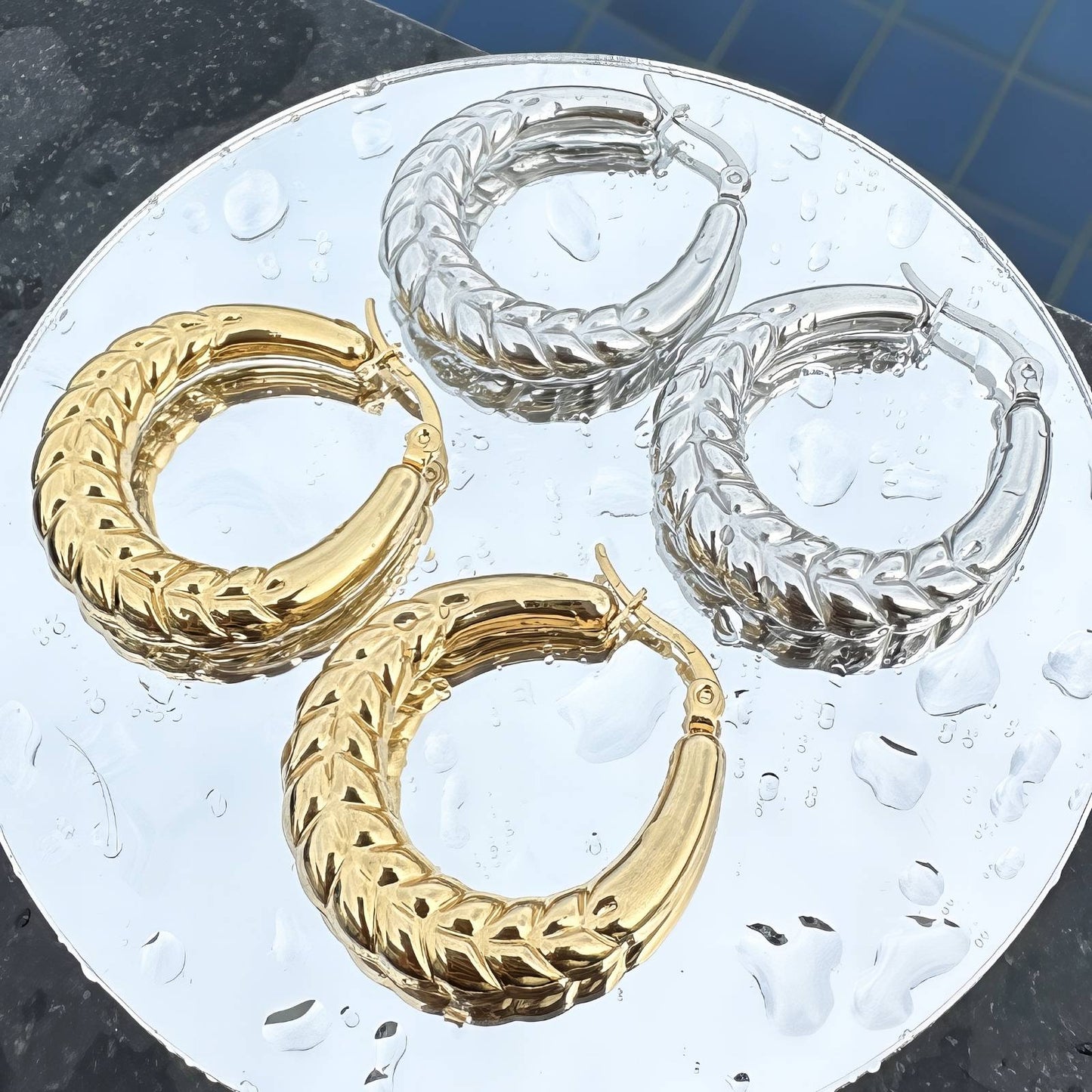 Braided Silver Hoop Earrings