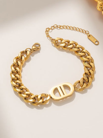 Gold statement chain bracelet with luxe link design by Rayka & Co.
