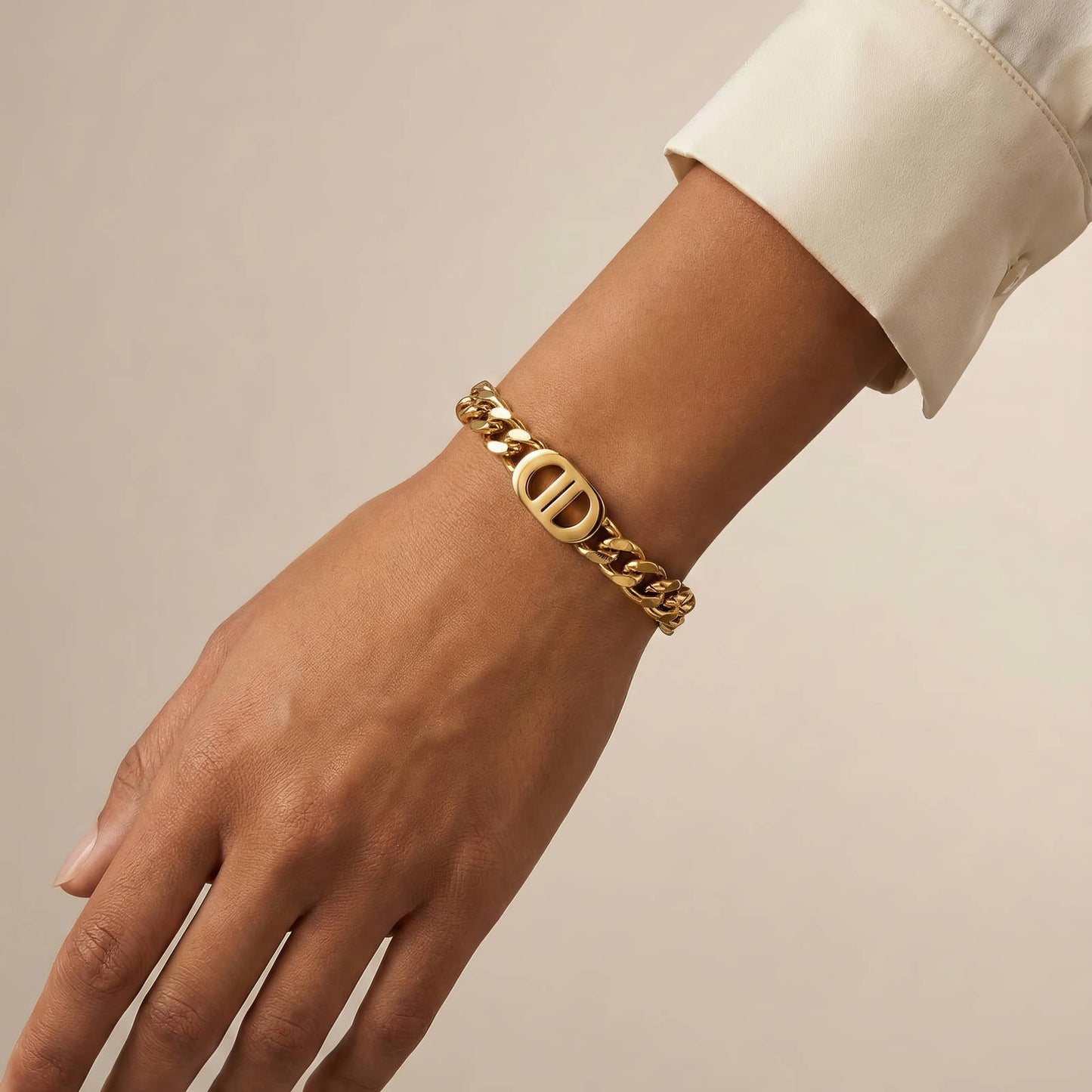 Gold statement chain bracelet with luxe link design by Rayka & Co.