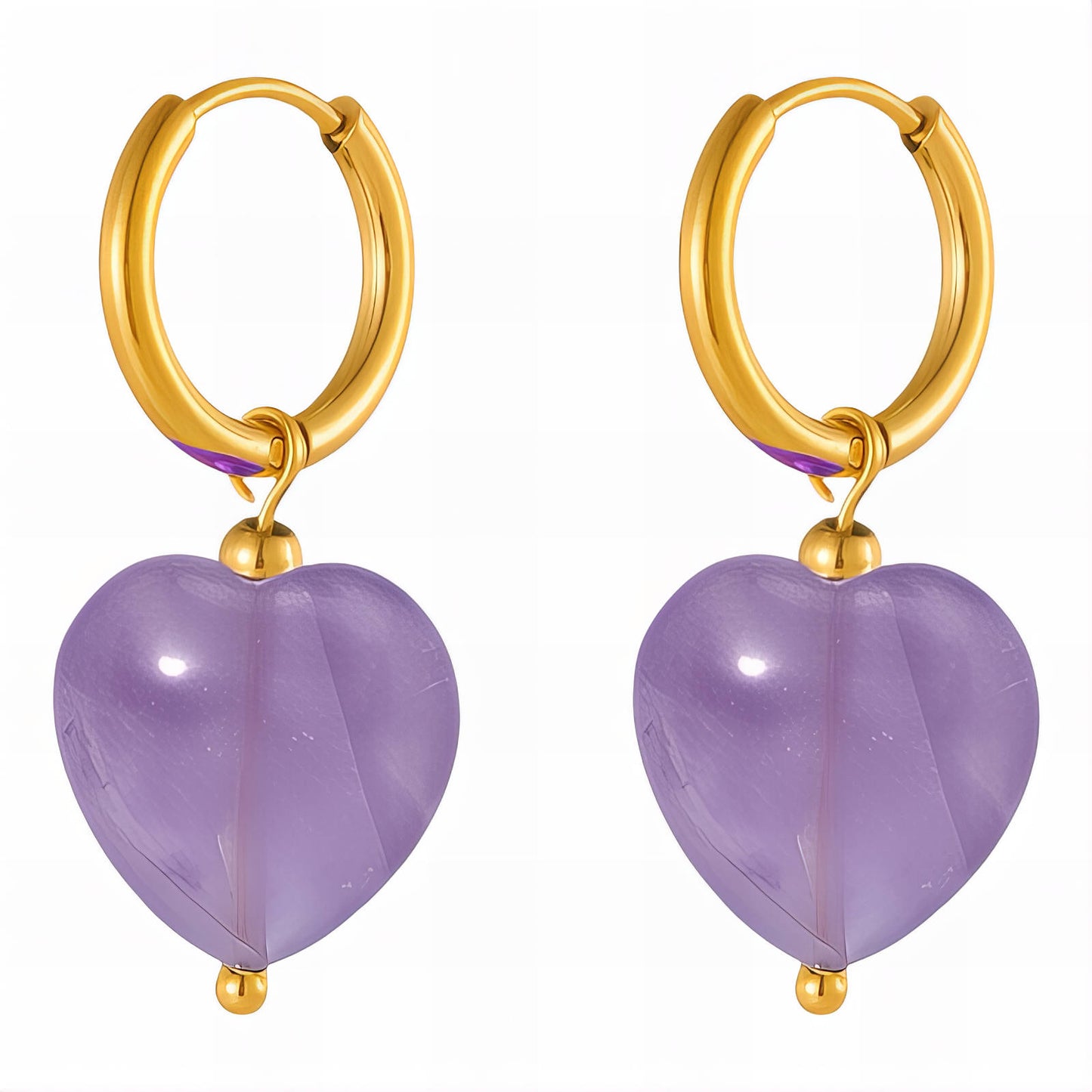Amethyst Heart Drop Earrings