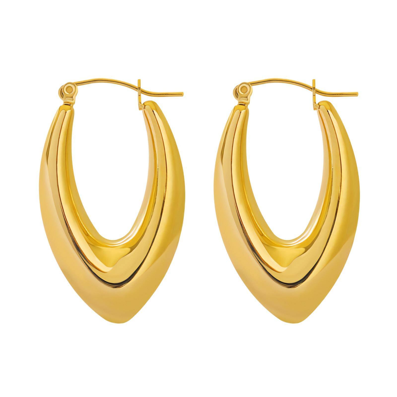 Solace gold hoops with sculpted curved design in gold-plated stainless steel