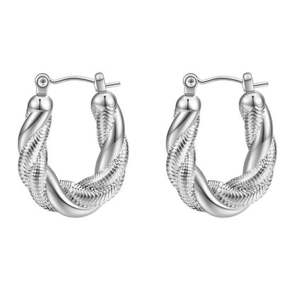 Twisted Rope Silver Hoop Earrings