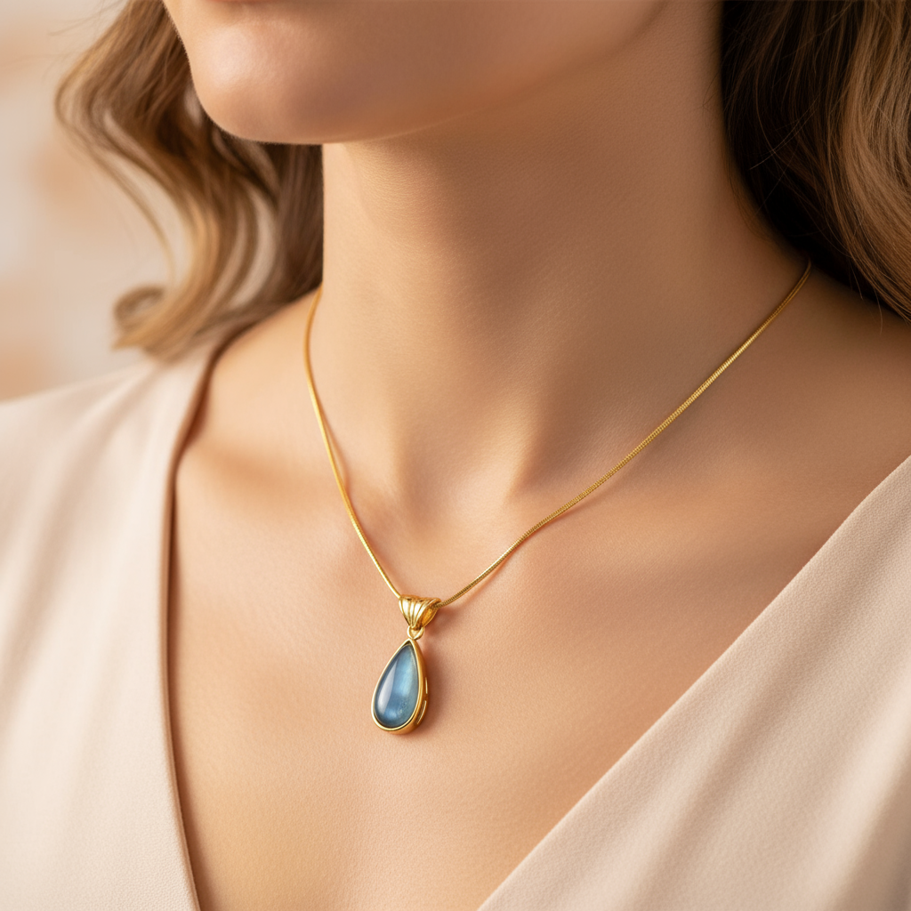 Aqua Teardrop Necklace