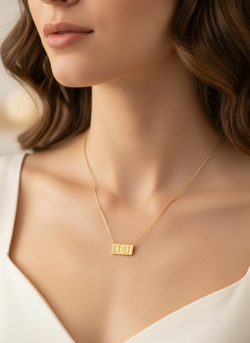 Angel Number Necklace Silver