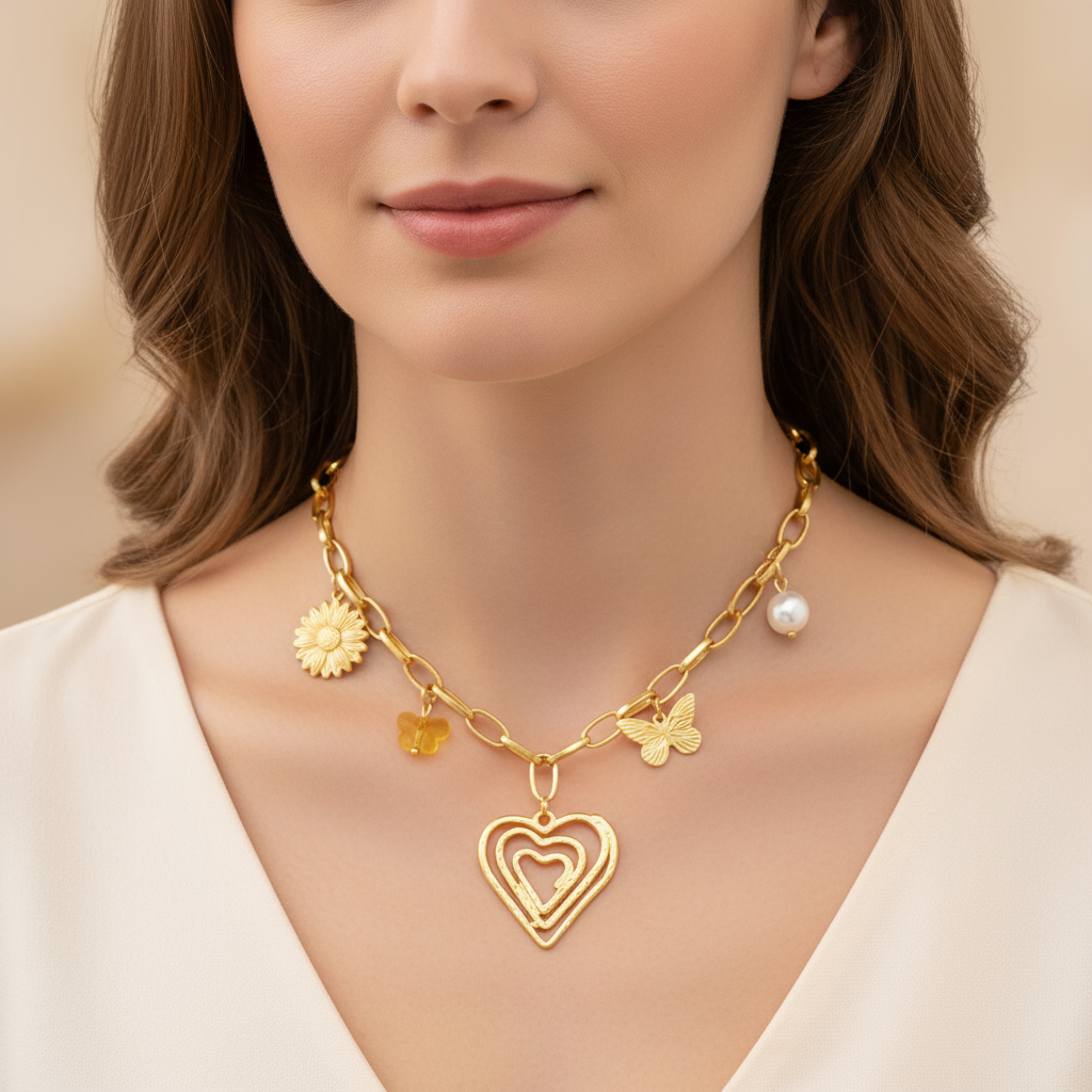 Golden Harmony Charm Necklace