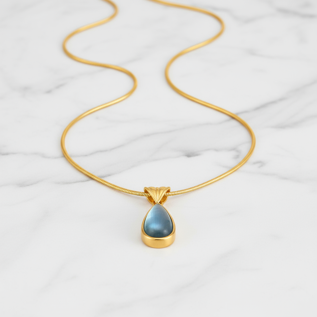 Aqua Teardrop Necklace