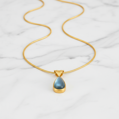 Aqua Teardrop Necklace