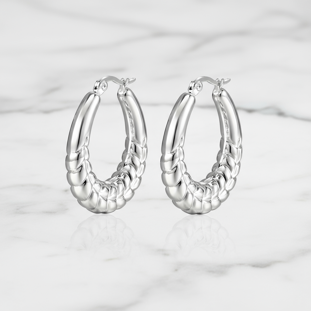 Braided Silver Hoop Earrings