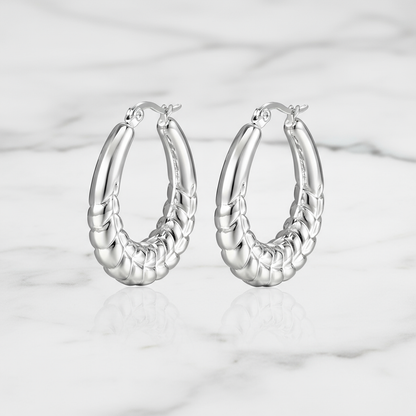 Braided Silver Hoop Earrings