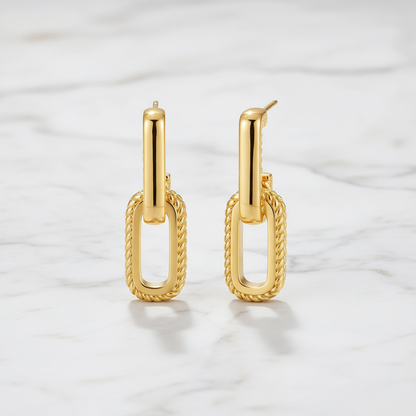 Gold Link Chain Drop Earrings