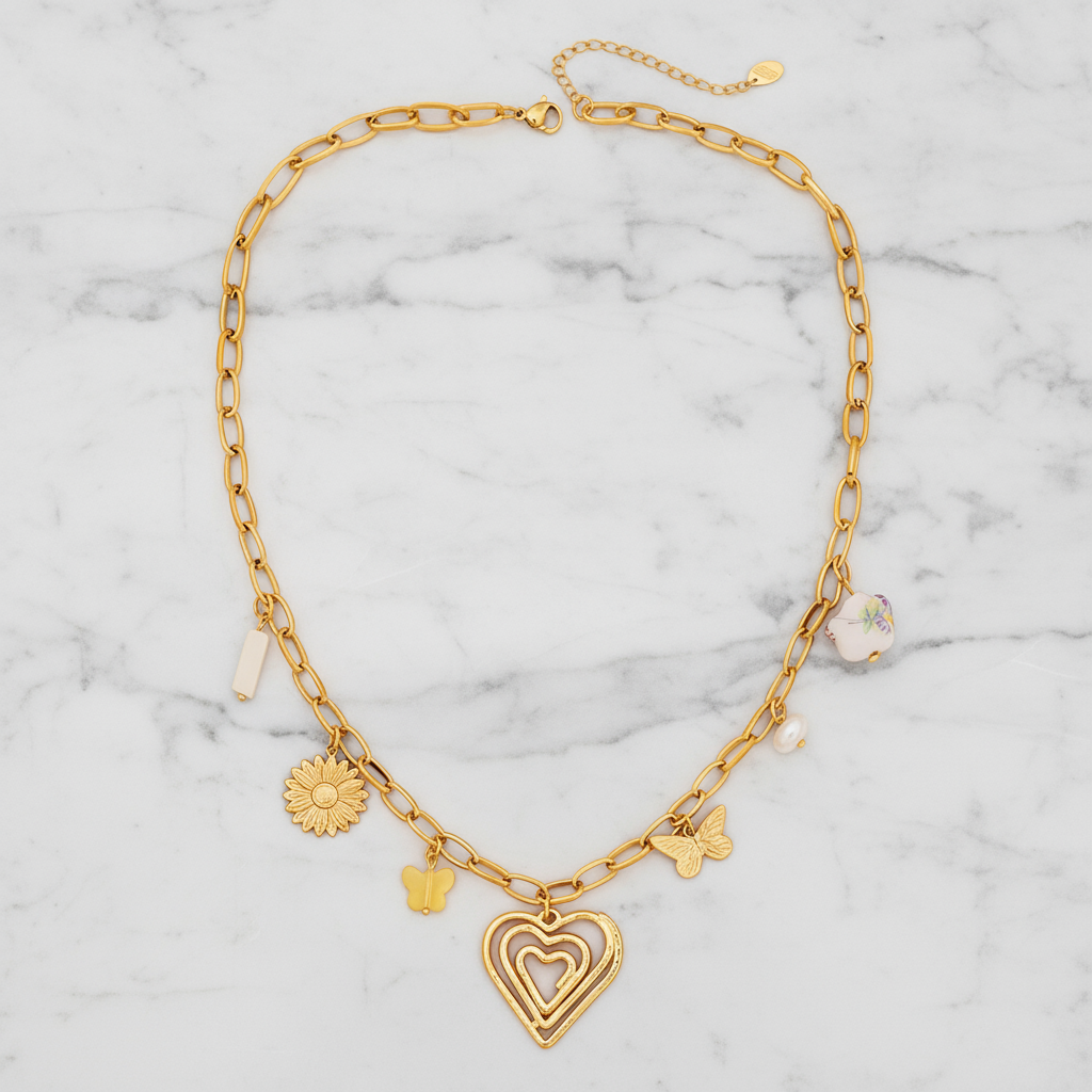 Golden Harmony Charm Necklace