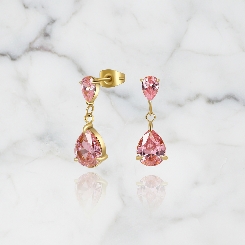 Pink Teardrop Dangle Earrings